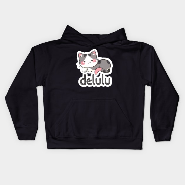 Delulu Cat Kids Hoodie by MaystarUniverse